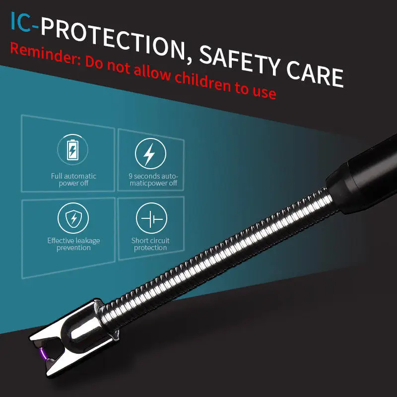 Windproof Rechargeable USB Electric smoking accessories  Lighter Single Plasma Lighters Kitchen CandleBBQ Lighters