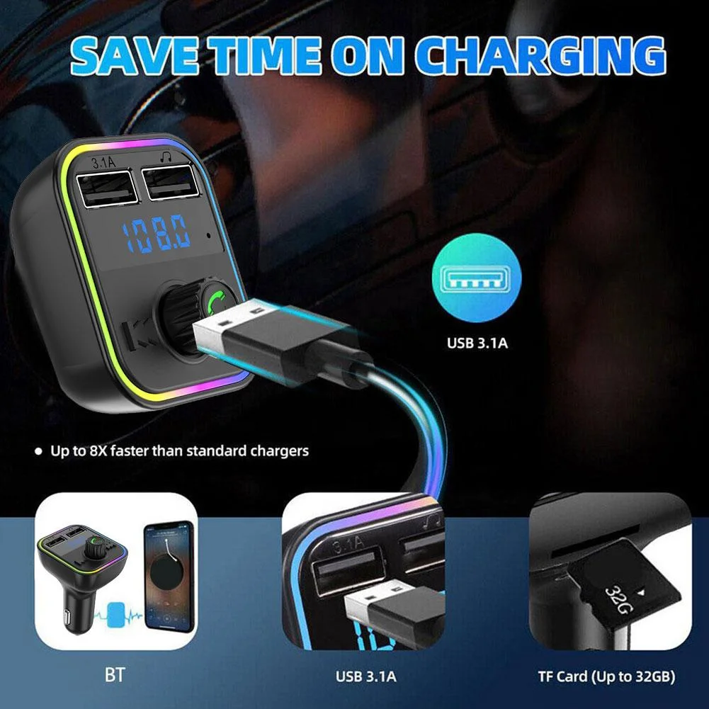 Handsfree Call Car Charger Wireless Bluetooth FM Transmitter Radio Receiver Mp3 Audio Music Adapter Dual USB Port Charger