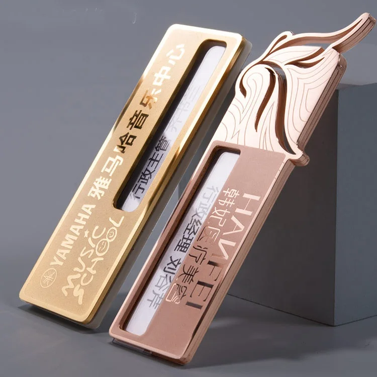 Custom name reusable pin magnetic back name badge tag for hotel bank staff