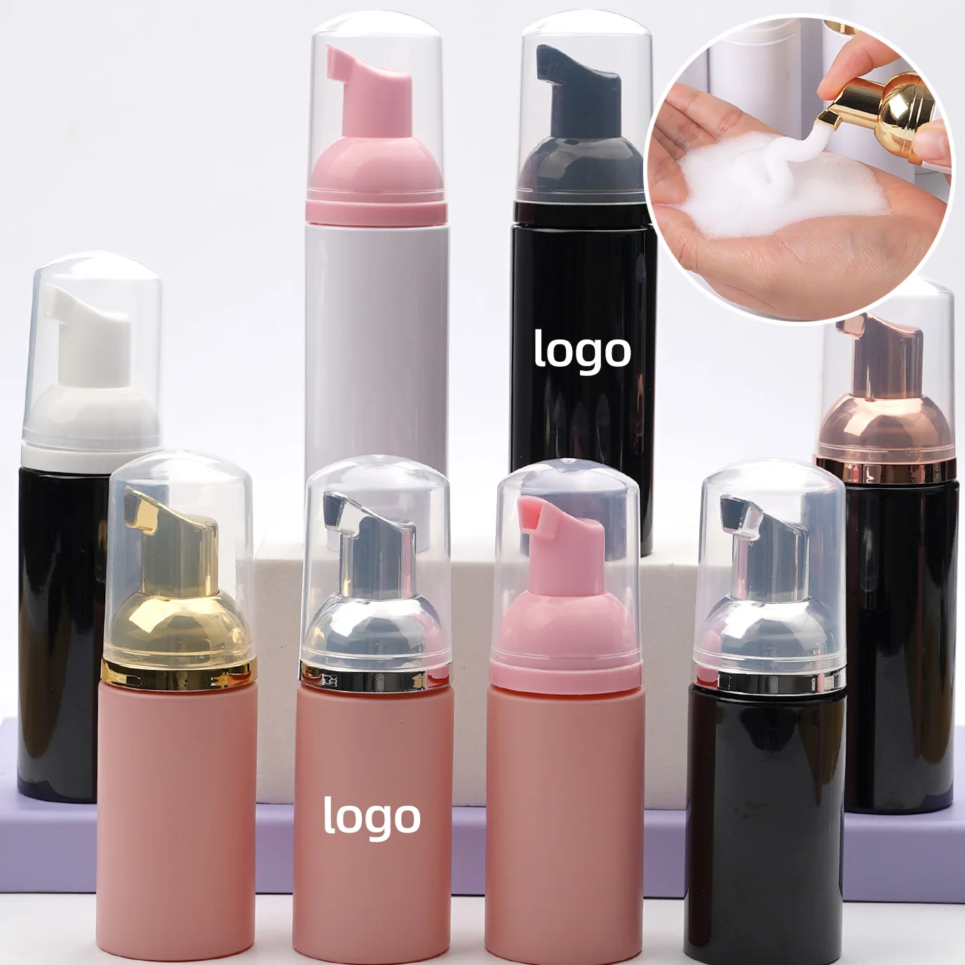 Individual Eyelash Lash Shampoo Bottles and Logo Foam Cleaner Wholesale Kit with Brush