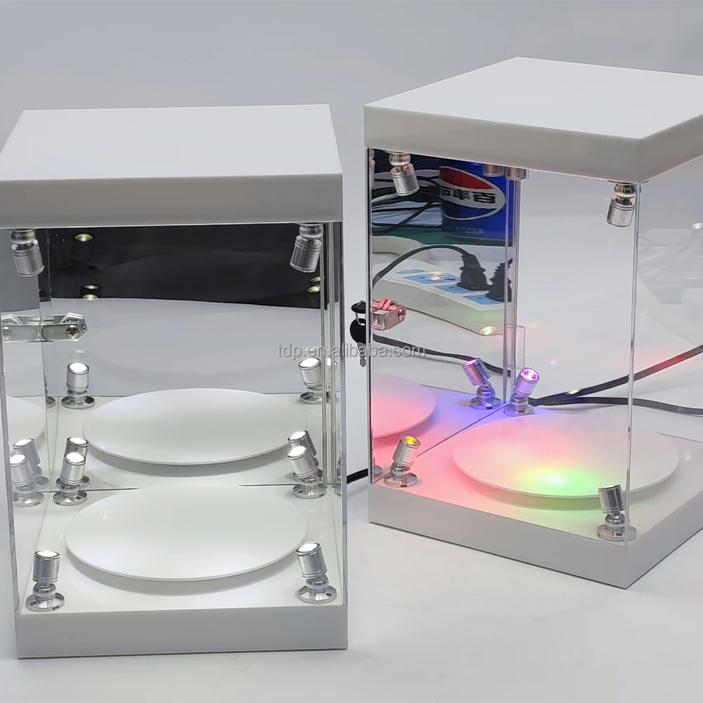 Small Eco-Friendly Acrylic RGB LED Display Box with 12V Plug for Organizing Toys and Displays