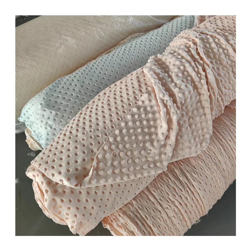 Wholesale 100% Polyester Minky Dot Velvet Super Soft Bubble Fabric For Rug Home Textile Garment