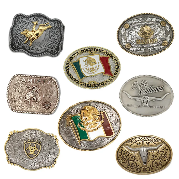 Custom Logo Designer Accessories Cheap Rotating 3d Blank Women  Cowboy Western Name Zinc Alloy Mexican Metal Men Belt Buckle