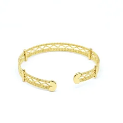 18k gold plated brass jewelry double charm bangle