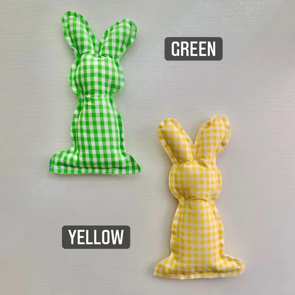 Wholesale Sublimation Gingham Easter Home Decor Easter Basket Bunny Checkered Cute Bunny