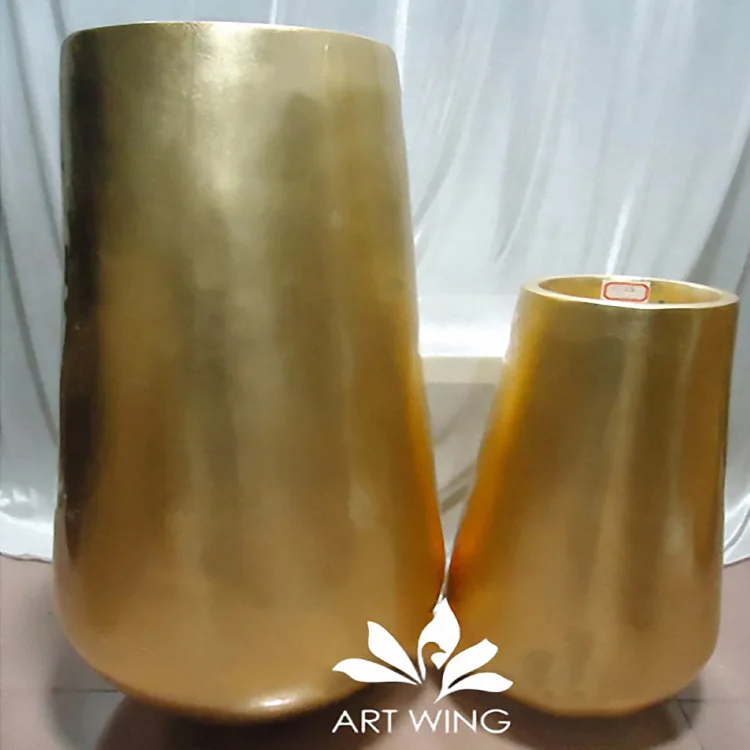 Custom home decorative modern vase flower pot oval shape golden indoor planter pots for shopping mall