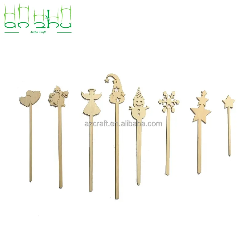 Factory Direct Sale Natural Beads Bamboo Food Picks Fruit Bamboo Skewer Party Cake Dessert Salad Sticks Pick