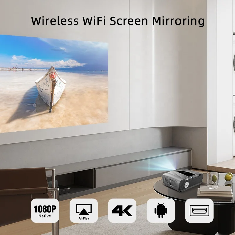 Full HD Android 9.0 Wifi Portable Support 4K 3D Home Cinema With Battery Google OS Mini Projector