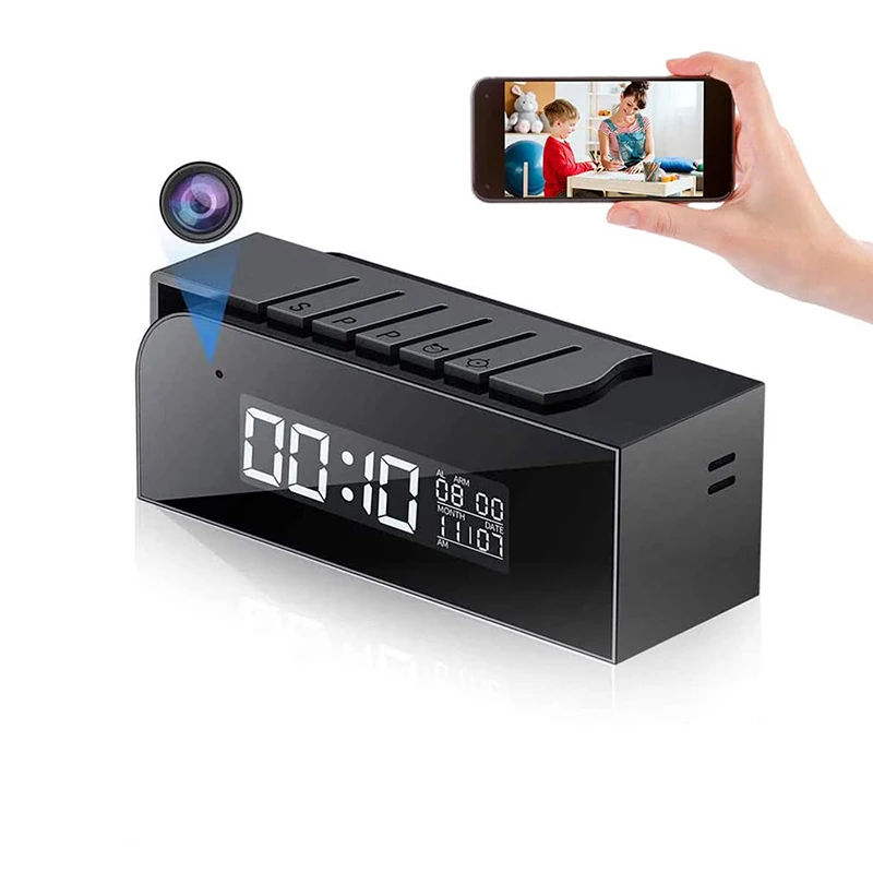 Мини шпионская камера ночного видения Tuya, скрытая маленькая цифровая камера с часами, Wi-Fi