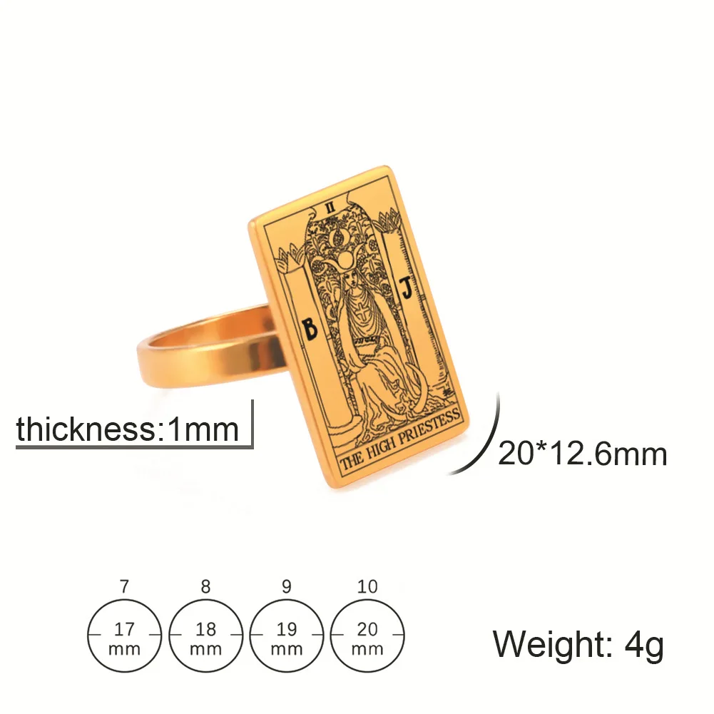 2024 Trendy 18K Gold Plated Stainless Steel Ring Vintage Rings Astrology Divination Magic Amulet Tarot Cards Rings for Women Men