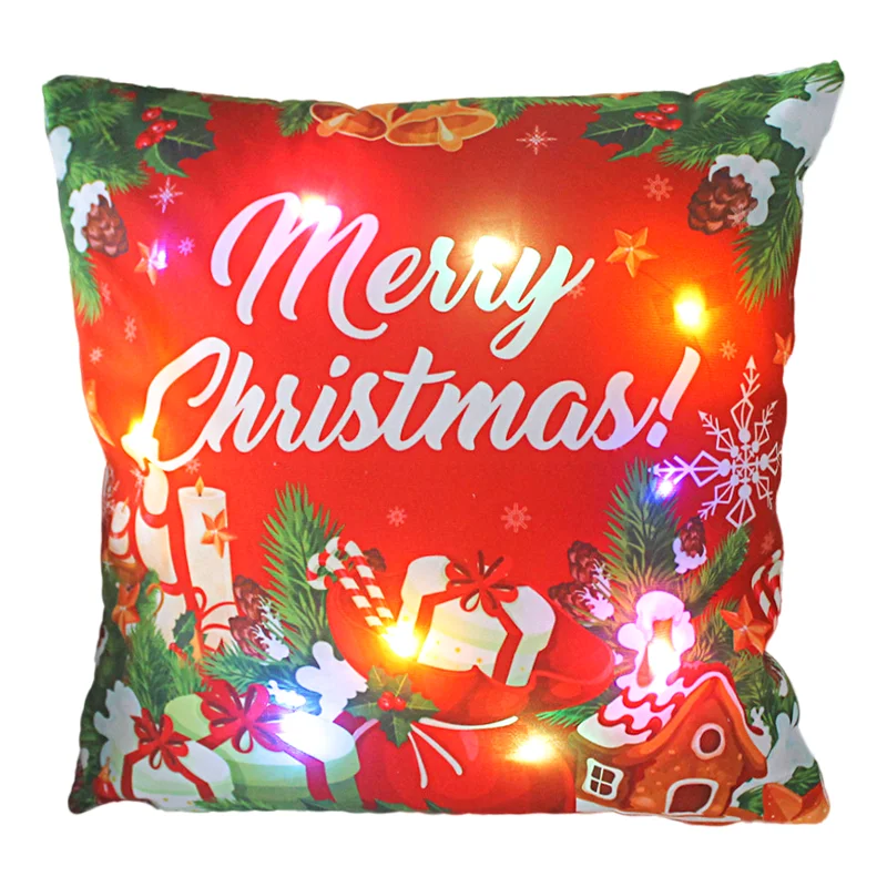 Роскошные рождественские наволочки со светодиодной подсветкой 18x18 дюймов Рождественская световая наволочка для дома гостиной спальни