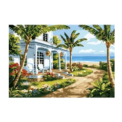 40*50CM seaside villa hand-painted digital DIY digital oil painting