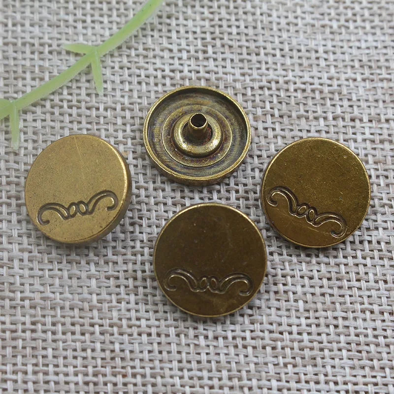 cheap wholesale custom metal snap fastener button clasps and stud set alphabet letter zero closure vtx together on clothing hook