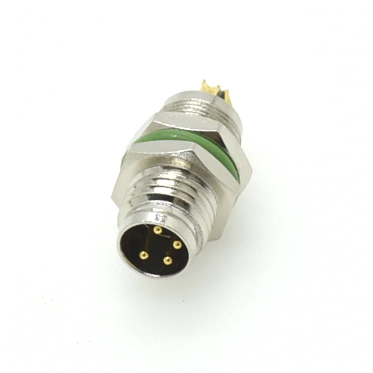 High quality Industrial automation 4 pin male rear fastened shielded socket circular connectors M8