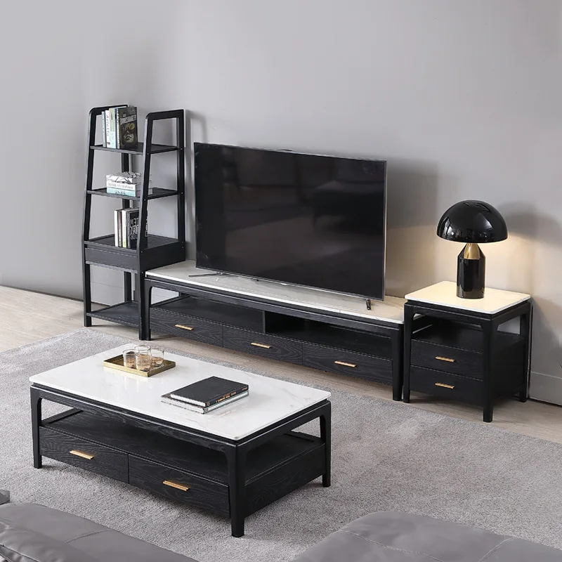 Экономия пространства Европейский дизайнерский гостиная с холодильником деревянный камень мрамор топ журнальный столик