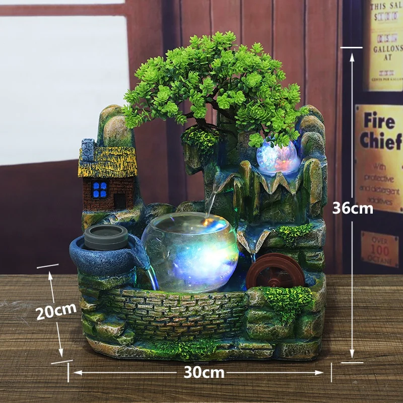 Wholesale Tabletop Water Fountain Indoor Waterfalls Fountains with Colored LED Light Decorative Feng Shui Tabletop Fountain