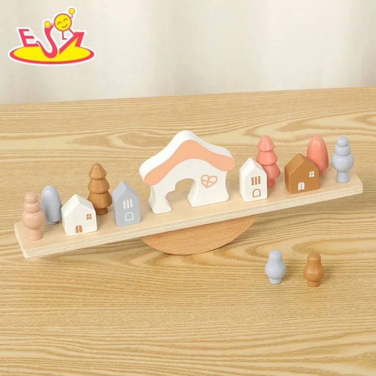 Wholesale Educational House Balance Toy Wooden Stacking Blocks For Kids W11F123