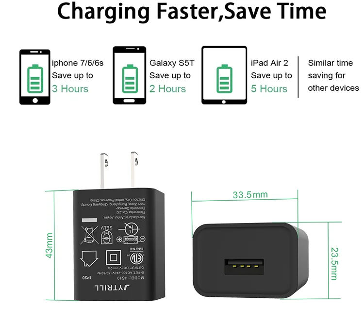 ETL FCC GS ERP CE ROHS REACH certificate us eu uk au plug wall mount 5v 1a 2a travel home usb wall charger
