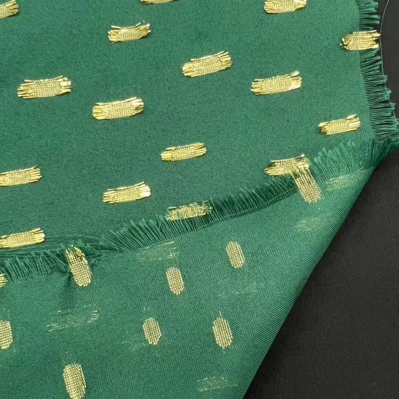 Yarn Dyed Gold Lurex 100Polyester jacquard Fabric cut flower chiffon fabric for blouse