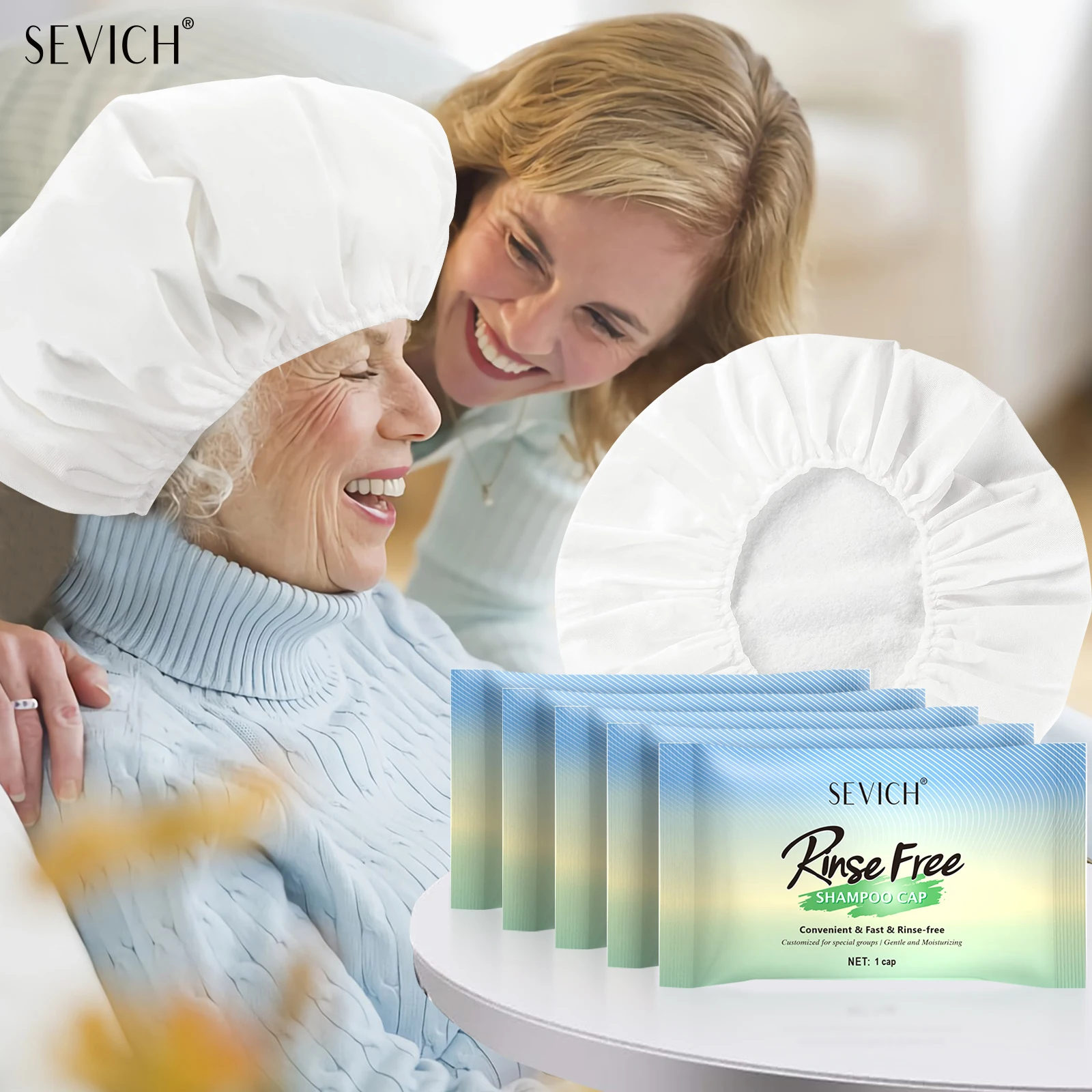Rinse Free Shampoo Cap Private Label Disposable No Water Rinse Hair Drying Shower Cap For Elderly Care