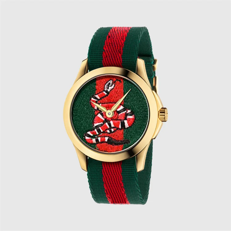 Wholesale New Arrival Fashion Minimalist Tiger Bee  Snake Big Nylon Band  Wrist Couples Quartz Watch
