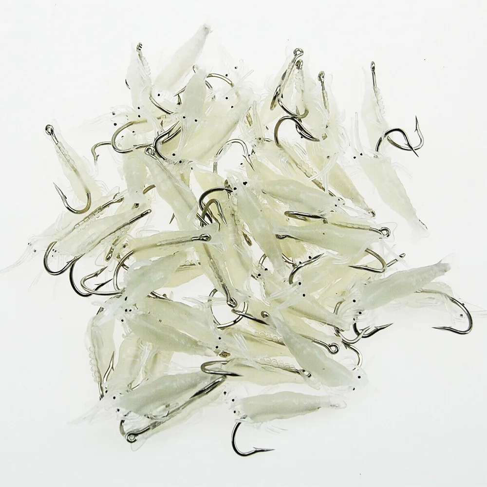 Luminous Shrimp for night fishing Lure 4cm Soft Prawn Shrimp Fishing Lure Bionic Artificial Bait With Lead Sea Fishing