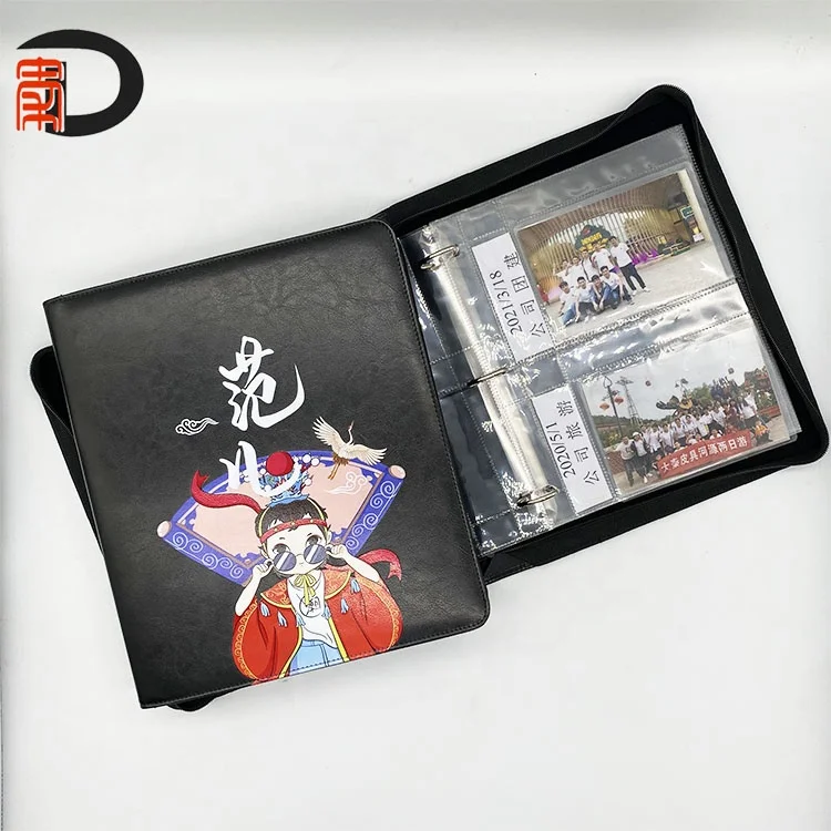 PU Leather Waterproof A4 Photo card Album 9 Pocket Business card book with zipper pocket binder sleeves