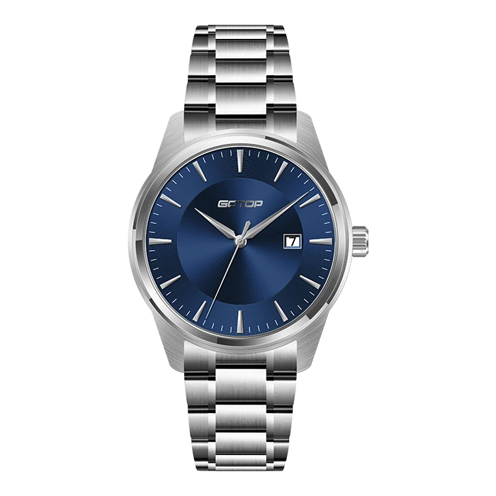 Stainless Steel Shell Solid Core Steel Strip Three Needle Strap Calendar Double-Layer Dial Custom Logo Quartz Mens Watch