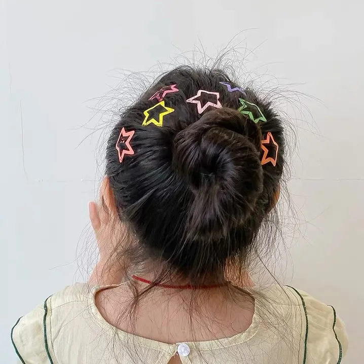 Colorful solid Stars Shaped Small Exquisite Metal Hair Clips for Baby