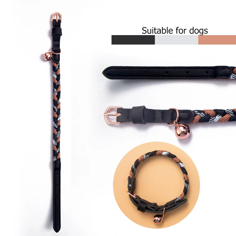 Оптовая продажа, тканая веревка, дизайнерский поводок для домашних животных, Изящные Роскошные милые ошейники для домашних животных, ошейник для кошки
