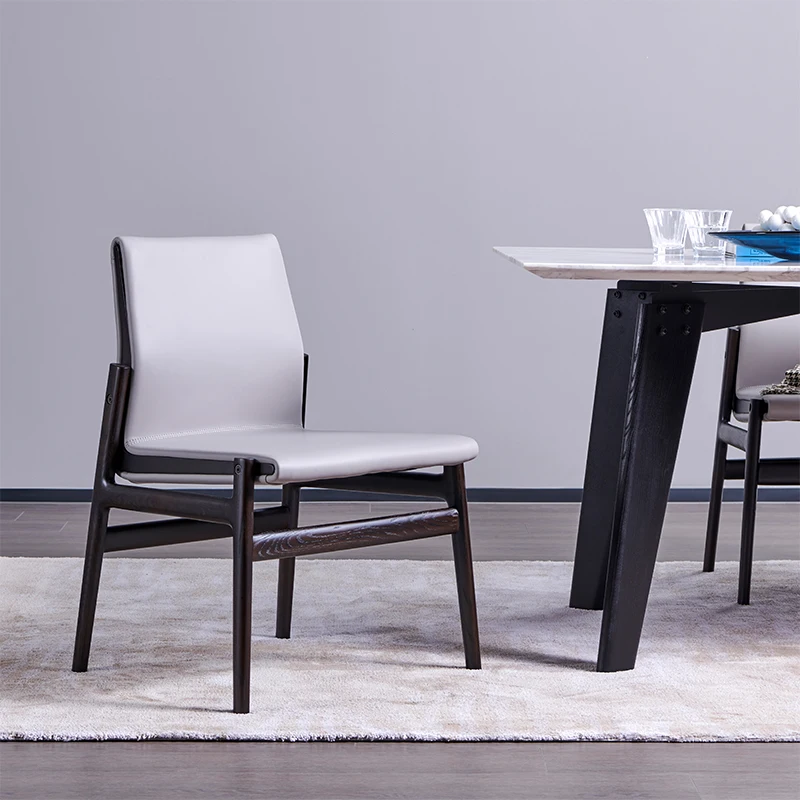 Simple luxury nordic wood restaurant chairs modern dinning room furniture leather chairs design upholstered armless dining chair