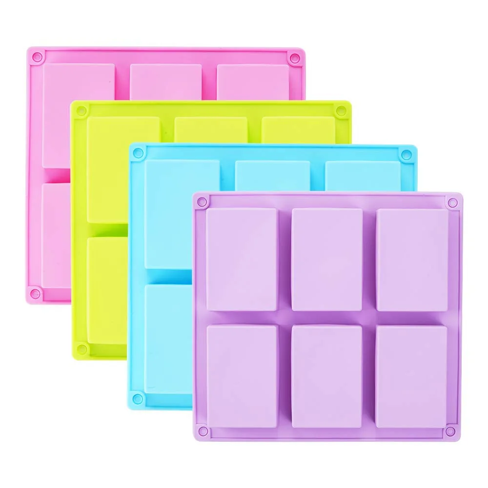 6 Cavities Rectangle Shape Soap Making Molds Silicone Mold For Chocolate Cake Jelly Pudding Handmade Soap Mold
