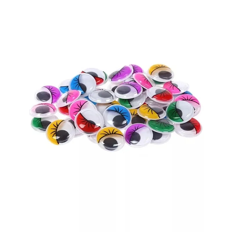 Mixed Colored Self Adhesive colored eyelashes googly eyes with eyelashes Plastic craft moving Dolls Eyes
