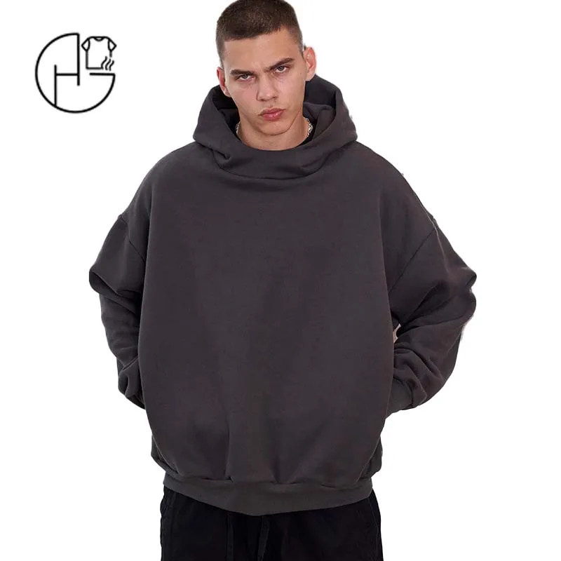 YWGH weighted hoodies blank oversized printed high quality full zip up 500 gsm hoodie oversized men