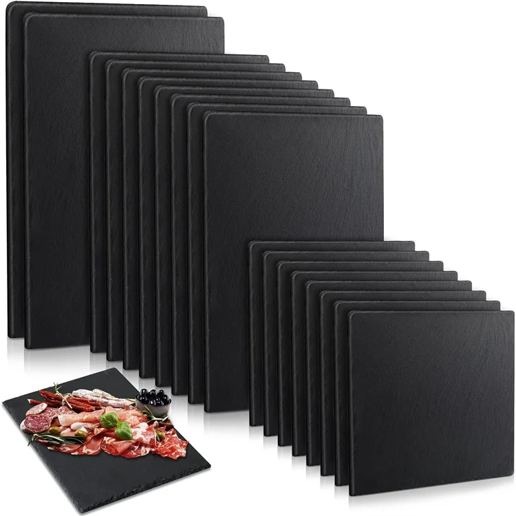 Slate Serving tray Natural Slate Dinner Plate Rectangle Black Stone Plates For Tableware Cheese Board Cheese Plates Fruit Slates