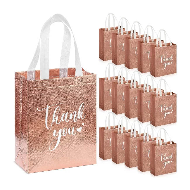 Fashion Metal Glossy Shopping Bag Holiday Party Gift Bag Foldable Environmental Protection PP Laminated Non Woven Bag