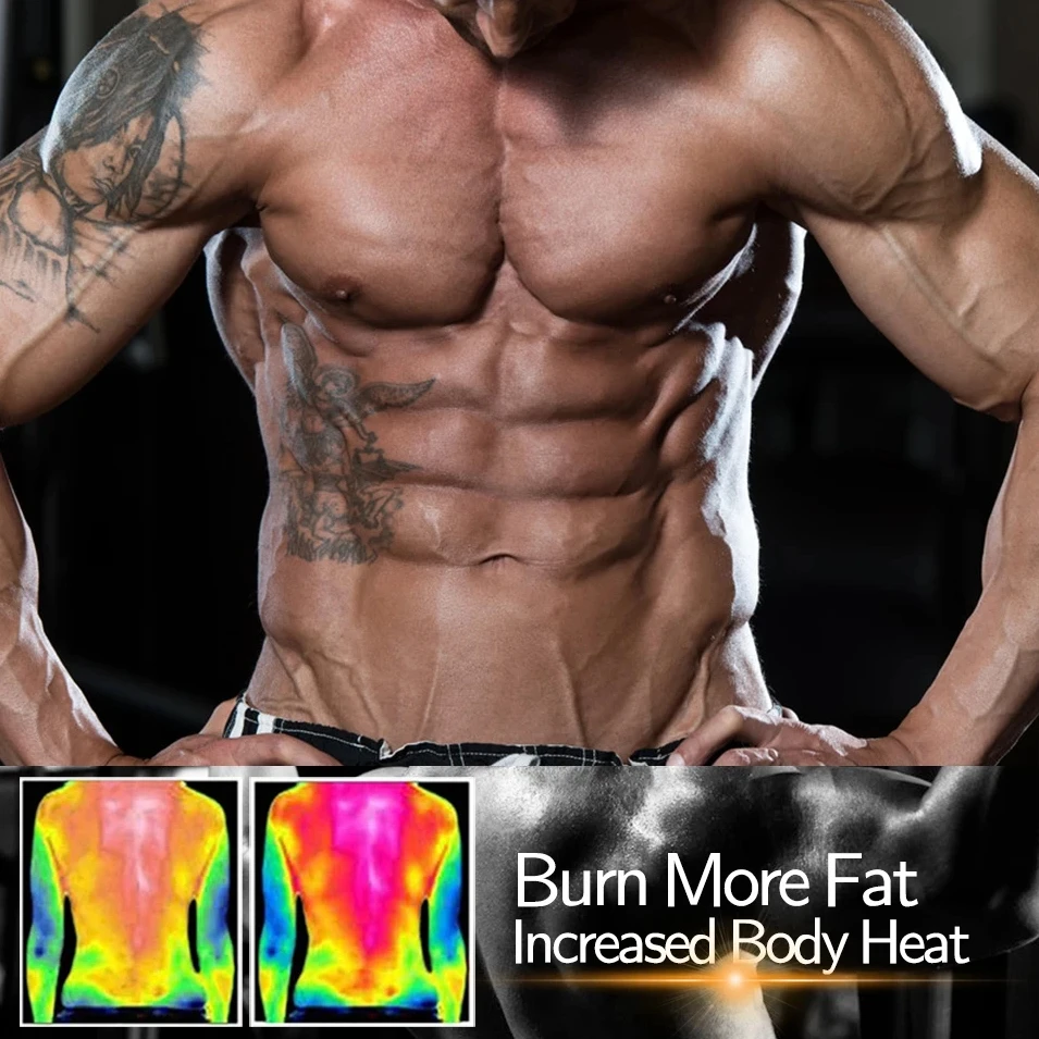 Sauna Sweat Jacket Suit Men Compression Vest Body Shaper Tummy Control Waist Trainer Slimming Hot Neoprene Thermo Weight Loss