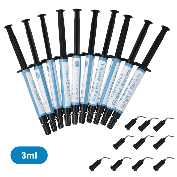 10pcs 3ml Dental Gum Dam Gingival Barrier Protection Gel Syringe Tip Teeth Whitening