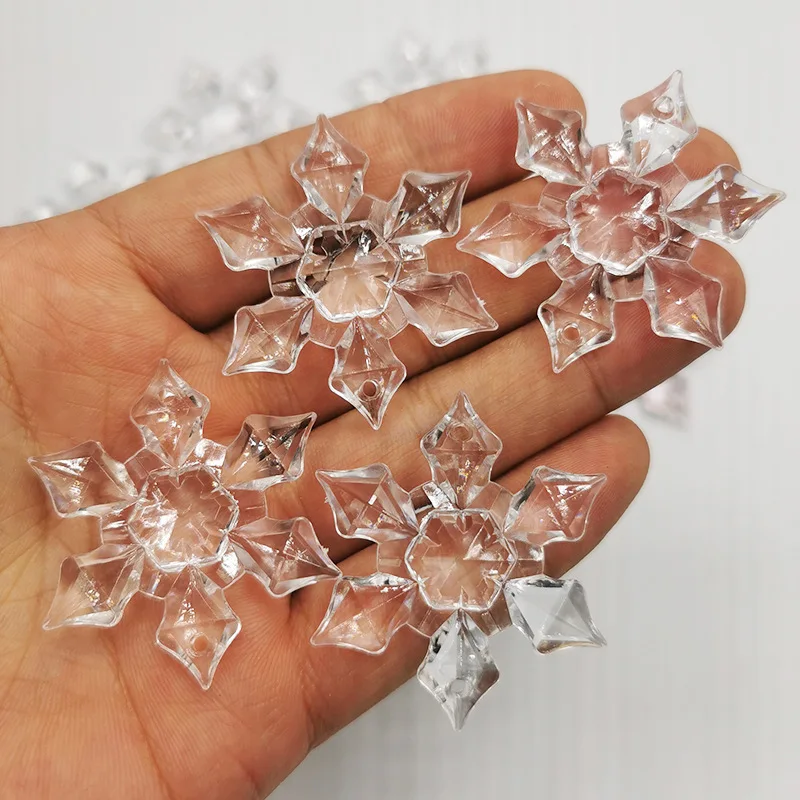2407 zhikou Acrylic Christmas snow plastic decorative pendant Transparent six-piece jewelry
