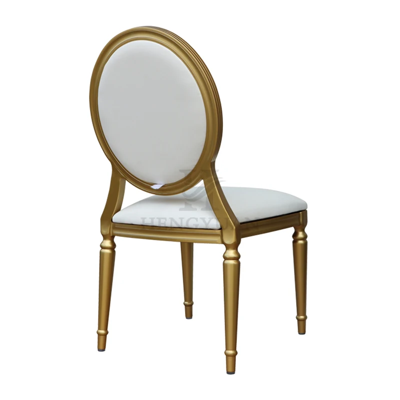 Золотистый Штабелируемый алюминиевый стул для французского ресторана, банкета, обеда, свадьбы