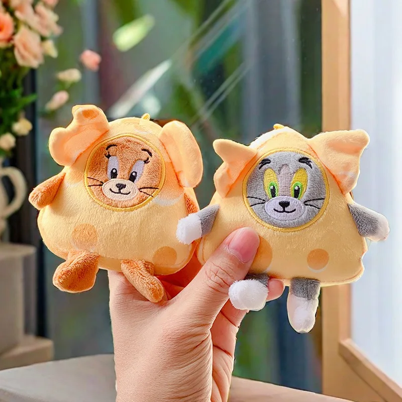 Cute Cheese Cat and Mouse Tom Jerry Cheese Plush Toy Key Chain Claw Machine Pendant