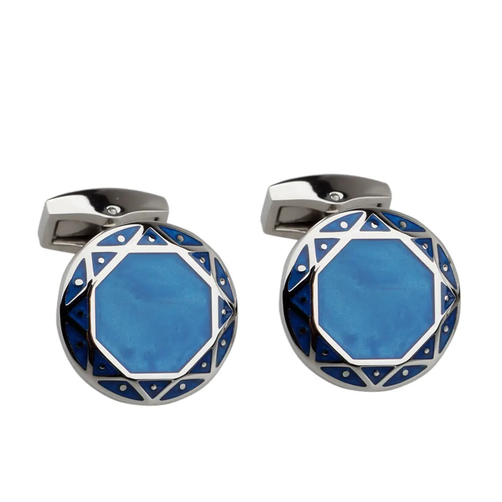 Galaxy Cuff Links Violet Mixed Purple Enamel Steel Trendy Wedding Cufflinks Blue