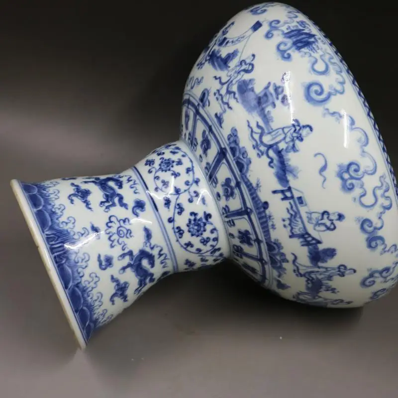 European style palace style ceramic flower pots  Blue and White Figure Pattern High Foot Fish Tank Ceramic Garden  Pots