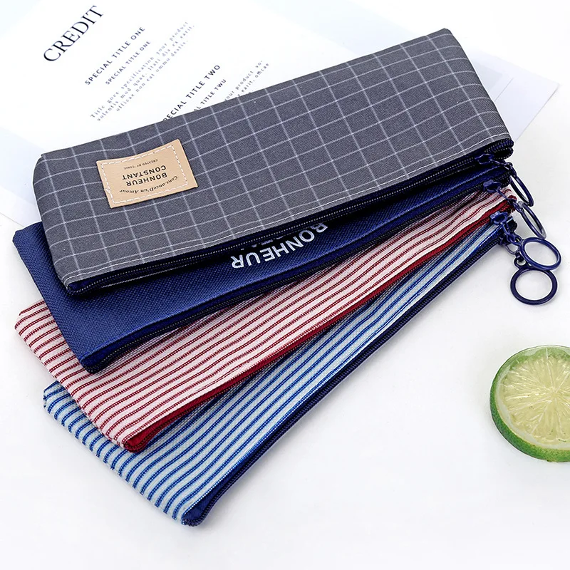 Concise Solid Pencil Case for Girls Boys Student School Pencil Bag Canvas Pencil Box Pencilcase School Supplies Stationery