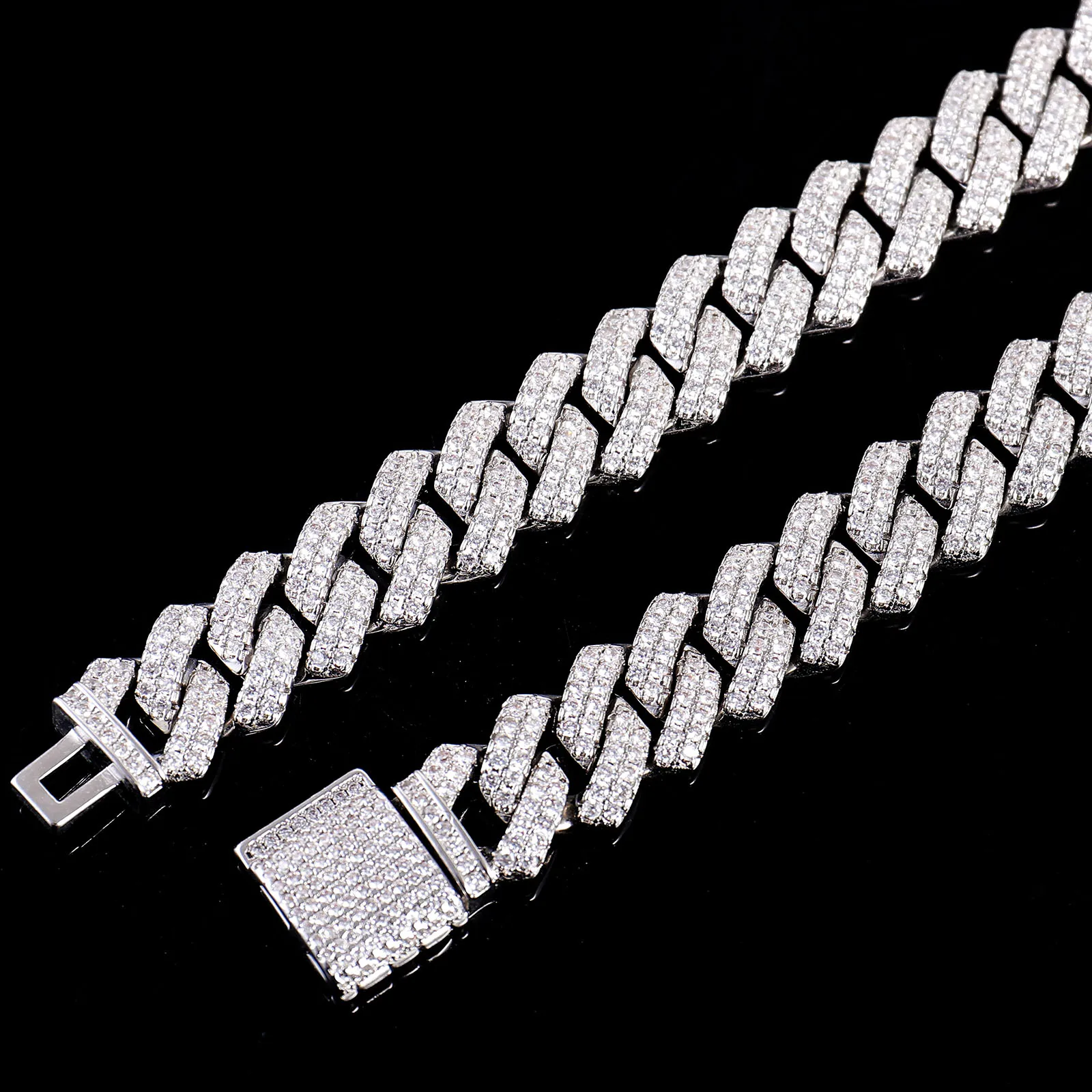 Wholesale 12MM Heavy Cuban Chain Custom Hip Hop Iced Out Jewelry Moissanite Diamond S925 silver Cuban Chain Bracelets Necklaces