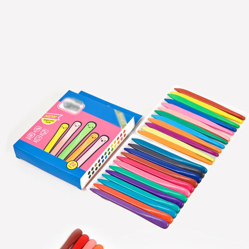 
wax plastic colored washable triangle crayons for kids 