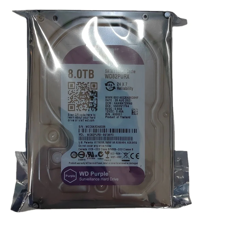 Wholesale WD40PURX Purple 2TB 3TB 4TB 6TB 8TB HDD for DVR Security Surveillance