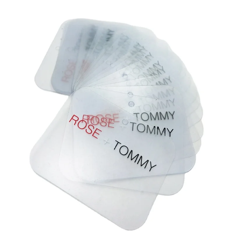 High Quality PVC printed hangtag Frosted PVC Swingtag Custom logo brand printing tags For clothing Garment