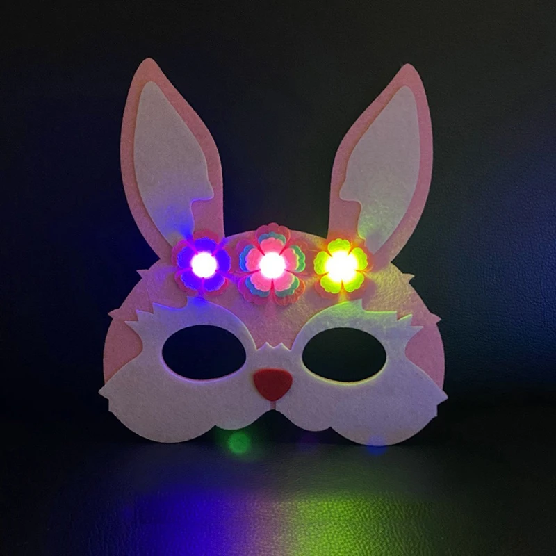 Factory Wholesale Colorful Felt Party Mask Masquerade Mask Luminous felt rabbit mask for kids