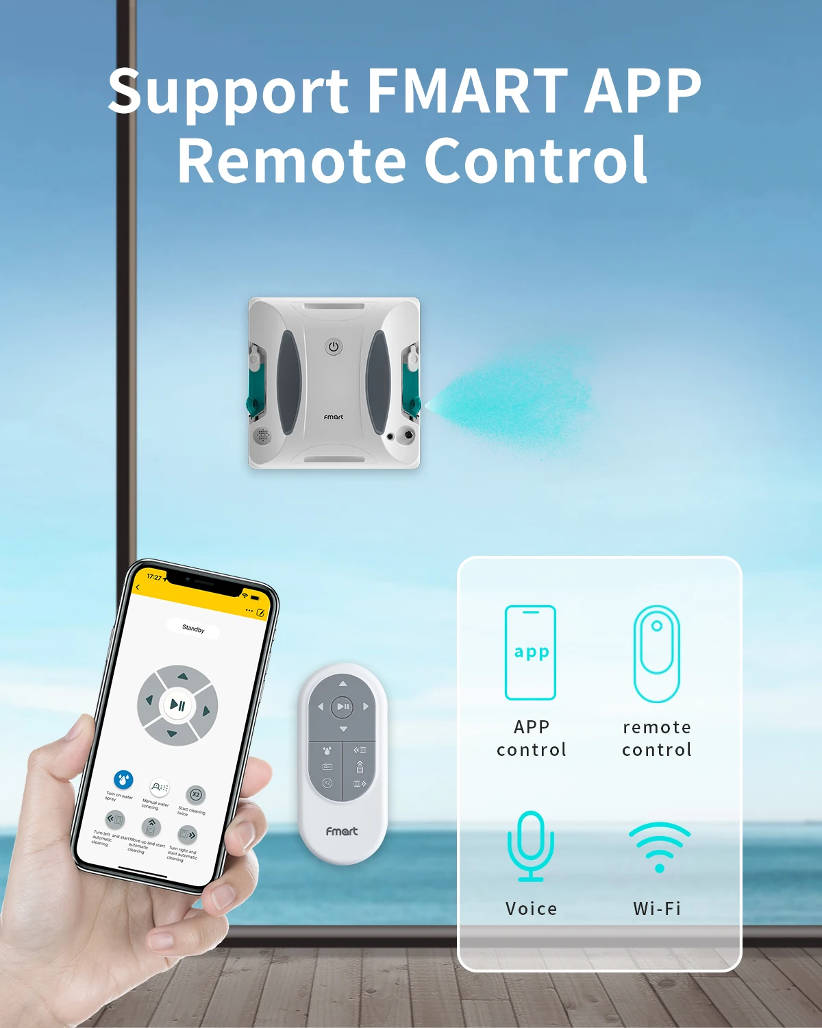 Square Window Washing Robot Automatic Window Cleaning Robot Anti-falling Glass Vacuum Cleaner Support APP Control Indoor/Outdoor